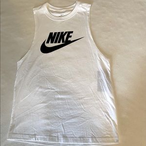 Sheer, white, tank top, with Nike logo on front